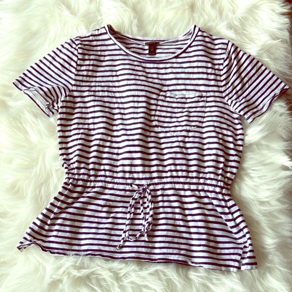 J crew black and white striped short sleeve top xs